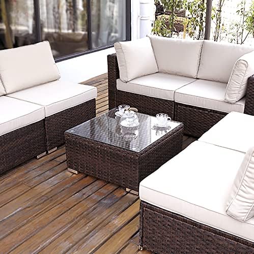 DIMAR GARDEN Outdoor Coffee Table Wicker Patio Side Table - Image 6