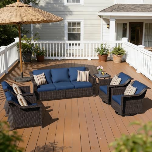 6 Piece Patio Furniture Set, Wicker Outdoor Conversation Set by Meetleisure-LeisureLiving