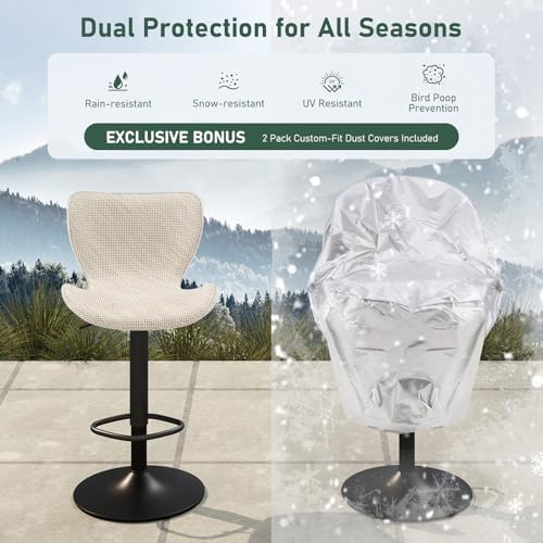 Furnimart Adjustable Outdoor Bar Stools Set of 6, All-Weather Textilene Swivel - Image 4