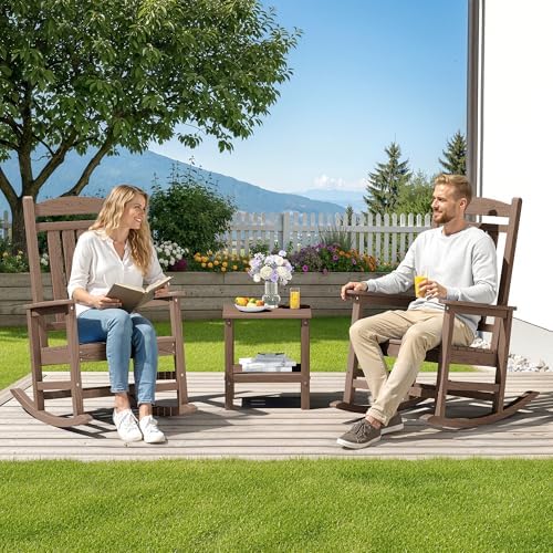 SERWALL Outdoor Rocking Chair Set of 2, Patio Rocking Chair - Image 2