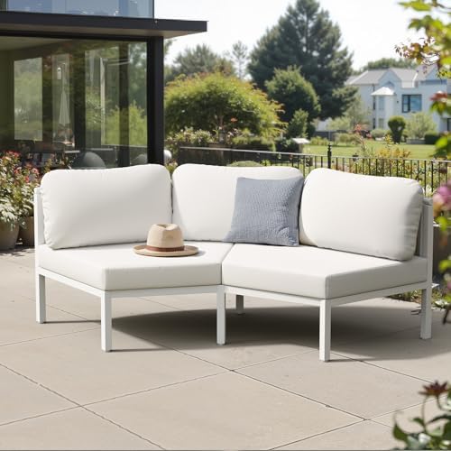 2-Seat Half-Moon Aluminum Patio Sofa Set, Outdoor Sectional by CrestliveProducts