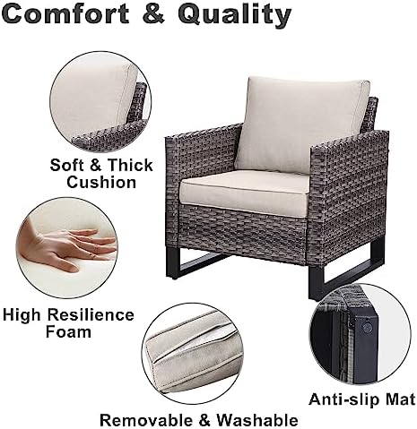 Wicker Patio Furniture 5 Piece Outdoor Sofa Set, Oversize Outdoor Dining Chairs - Image 6