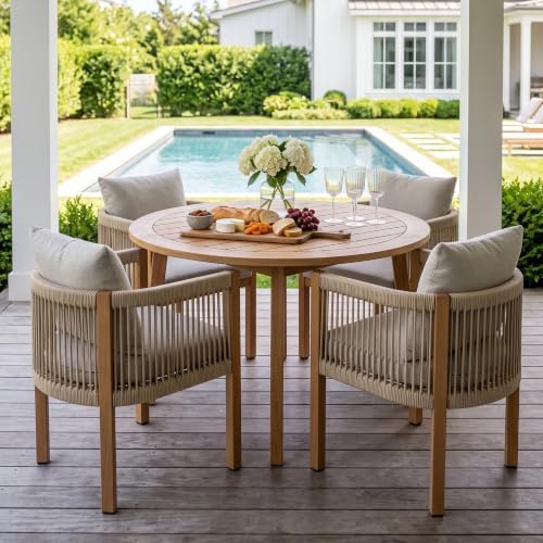 Patio Dining Chairs Set of 4, Rope Rattan Outdoor Dining Chairs - Image 3