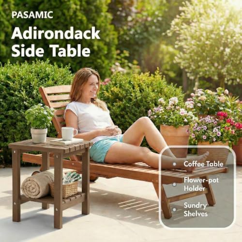 Outdoor Side Table, 2-Tier Storage Patio Side Table, HDPE Adirondack Side Table - Image 4