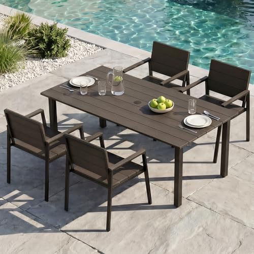 Outdoor Table and Chairs for 4 Aluminum Patio Dining Set - Image 7