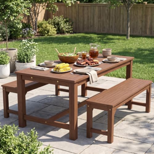 Tangkula 40" Fir Wood Outdoor Bench Backless, 2-Person Patio Dining Bench - Image 4