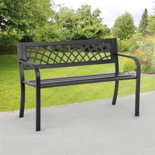 BestMassage | 45.5" Outdoor Garden Bench | Black | 400lbs Load Capacity - Image 2