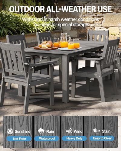 YEFU Outdoor Dining Table for 6, All-Weather HIPS, Aluminum Frame - Image 3
