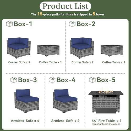 Aoxun 15 Piece Patio Furniture Set - Image 5