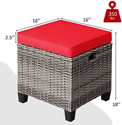 RELAX4LIFE 2-Piece Patio Rattan Ottomans - Image 3