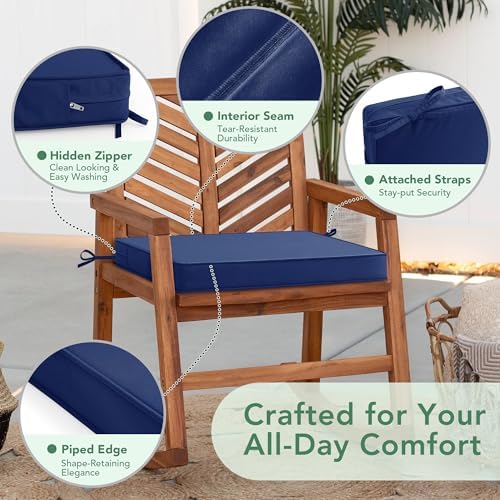 Outdoor Chair Cushions Set of 6: Waterproof & Fade Resistant Deep Seat Cushion - Image 4