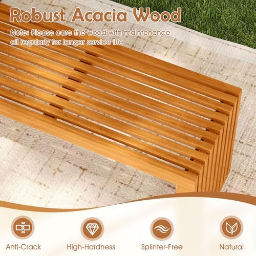Tangkula Acacia Wood Outdoor Bench, 36”Garden Bench - Image 6