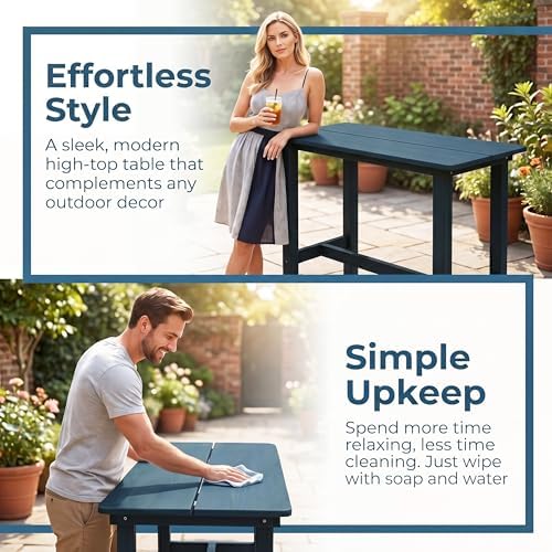 Outdoor Bar Table, HDPE Patio Pub Table, Weather-Resistant Tall Console Table - Image 6