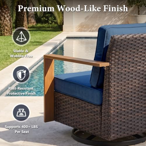 3 Pieces Patio Sofa Set with Metal Arm - Image 6
