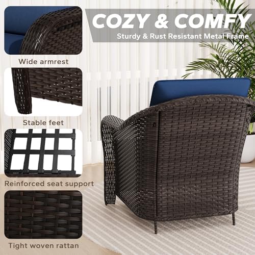 4 Piece Patio Furniture Set, Wicker Outdoor Conversation Set - Image 6