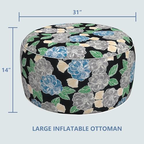 LVTXIII Outdoor Inflatable Ottoman, Fade-Resistant Round Footrest Stool D31”x - Image 3