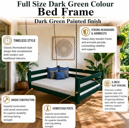 Amish Made Dark Green Full Bed Hanging Daybed Made in USA - Image 5