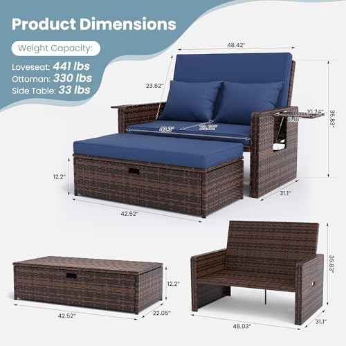 Amopatio Wicker Outdoor Daybed, Patio Daybed - Image 3