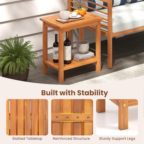 Tangkula Outdoor Side Table, 2-Tier Patio End Table - Image 6