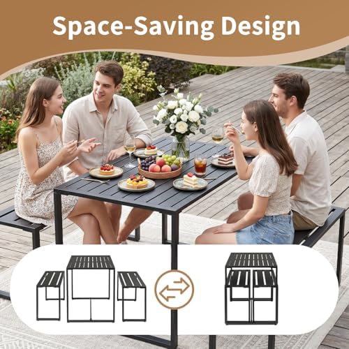 42" Outdoor Metal Patio Dining Set - Image 5