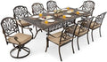 9 Piece Outdoor Dining Set Cast Aluminum Patio Furniture Set, Retro Patio by Attliasalon