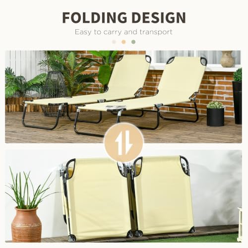 Outsunny 2 Pieces Folding Chaise Lounge Chair - Image 5