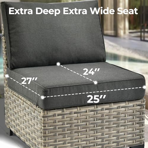 HOOOWOOO Outdoor Sectional Patio Furniture Set, 9 Pieces Wicker Conversation - Image 4