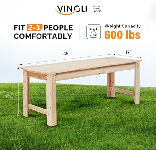 VINGLI Outdoor Wood Bench - Image 3