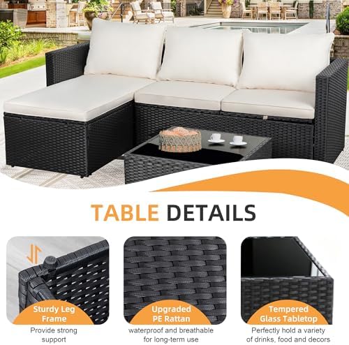 Shintenchi Outdoor Sectional Patio Furniture Set 4-Piece, All-Weather PE Rattan - Image 5