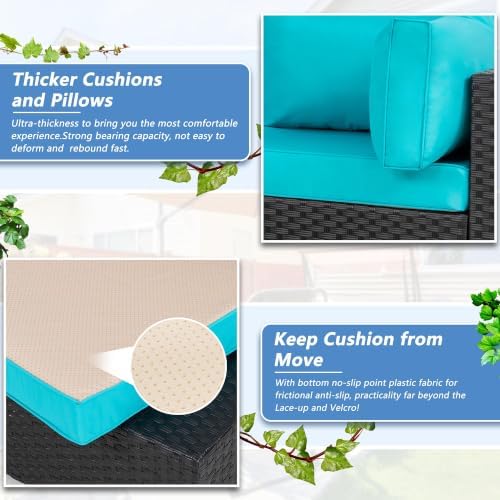 Shintenchi Patio Furniture Sets, 5 Piece Outdoor Sectional Sofas, Wicker Rattan - Image 4