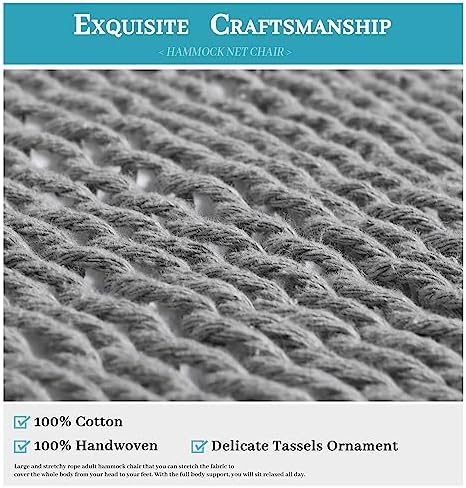 Handwoven Cotton Rope Hammock Chair - Image 4