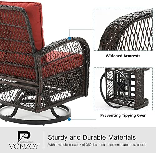Patio Furniture Set 3 Pieces, Outdoor Swivel Glider Rocker Bistro Set - Image 4