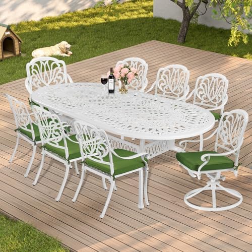 84"x44" Cast Aluminum Patio Dining Table, Weather-Resistant Large Outdoor - Image 7