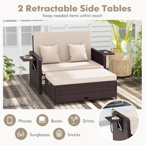 Nightcore Wicker Patio Outdoor Daybed, Outdoor Chaise Lounger w/ 4-Level - Image 6