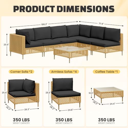 7-Piece Patio Furniture Set, Handmade Rattan Outdoor Furniture Set, Outdoor - Image 2