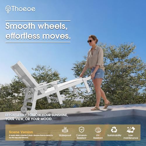 THOEOE Outdoor Chaise Lounge Chair Set of 2, HDPE Pool Lounge Chair - Image 6