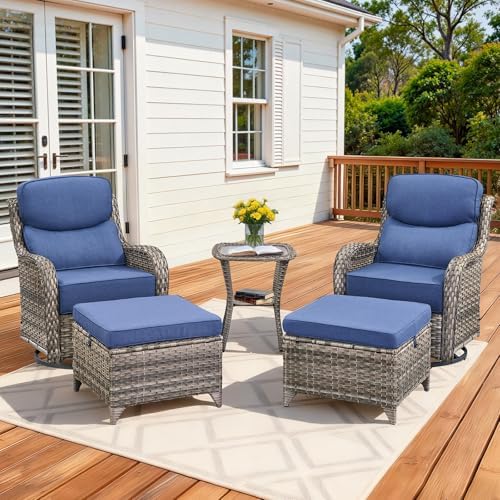 Luxury Outdoor Swivel Rocker Patio Chairs Set of 5, High Back Patio Chairs by Pugire