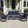 Outdoor Patio Swivel Rocker Chairs, 8 Pieces Wicker Furniture Set, 4 Swivel by Joyside