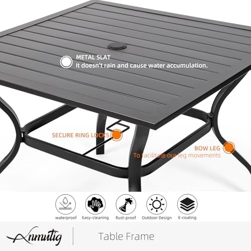 Outdoor Brown Stackable Chair and 35" Square Table Patio Dining Set - Image 4