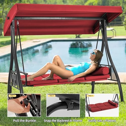 HOMREST 3 Seat Porch Swing - Image 6