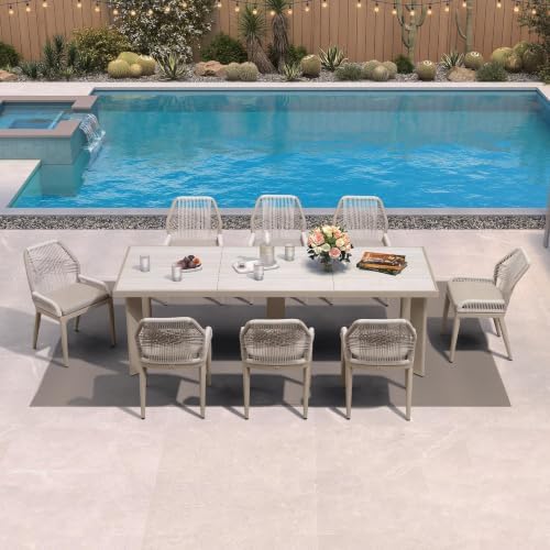 PURPLE LEAF 9 Pieces Patio Dining Set by PURPLELEAF
