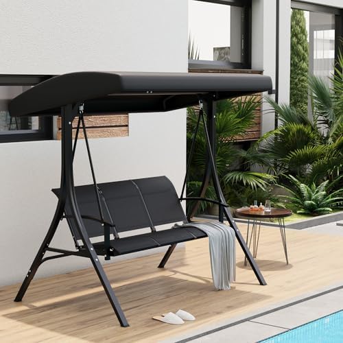 GarveeLife 3-Seat Patio Swing Chair, Outdoor Porch Hanging Swings by GarveeLife