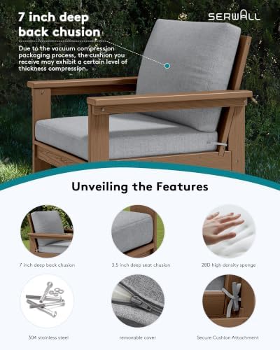 SERWALL HDPE Outdoor Patio Furniture Set Outdoor Couch - Image 4