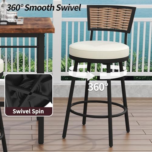 Patio Swivel Bar Stools Set of 8, Outdoor Bar Height Chairs - Image 3
