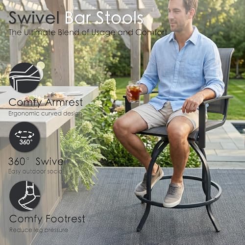 Kozyard Outdoor Swivel Bar Stools Set of 2 - Image 7