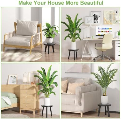Wood Plant Stands Indoor, 16.7" Tall Plant Stand Outdoor Mid-Century Plant Stool - Image 5