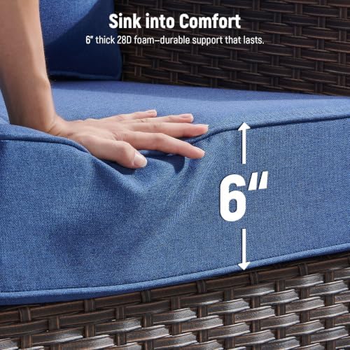 Luxury 6" Thick Cushioned 8-Piece Patio Conversation Set - Image 3