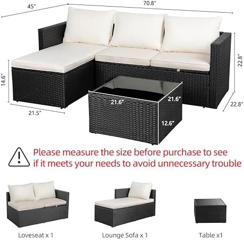 Shintenchi Outdoor Sectional Patio Furniture Set 4-Piece, All-Weather PE Rattan - Image 4
