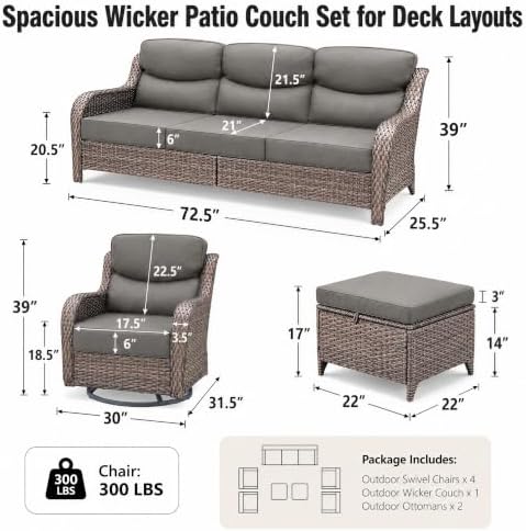 7 Pieces Wicker Patio Furniture Set - Image 2