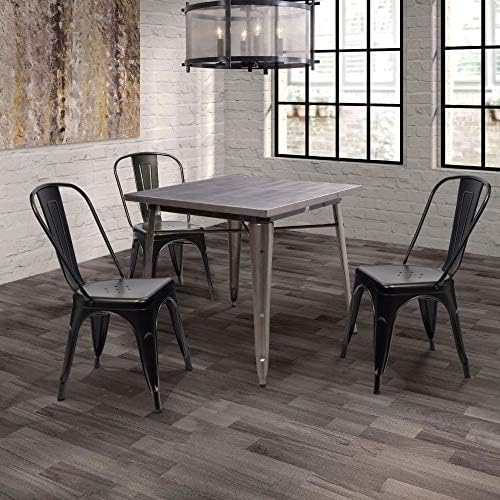 Furmax Metal Dining Chair Indoor Outdoor Use Stackable Chic Side Classic - Image 2